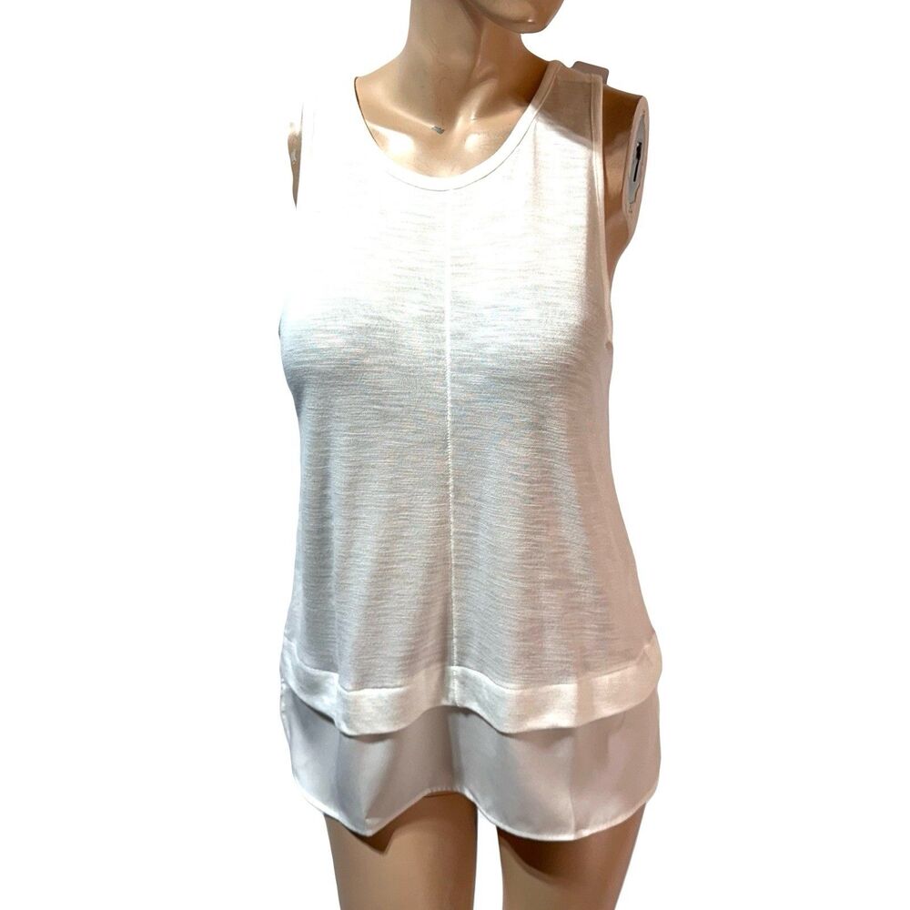J Crew Drapey Tank Top Silky Hem Ivory Sleeveless Summer Blouse Solid Size S NWT
